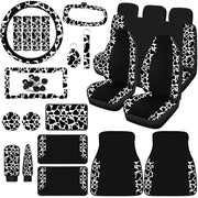 26 Pcs Cow Print Car Accessories Cow Print Seat Covers Set Steering Wheel Cup