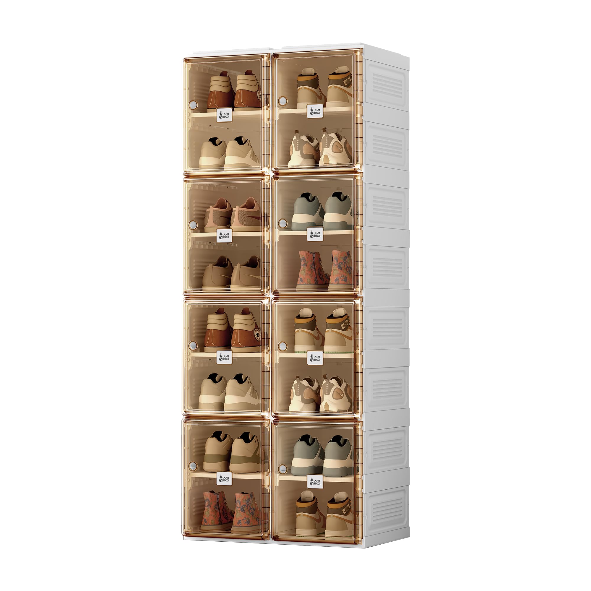 Shoe Organizer Storage Box, Portable Folding Shoe Rack for Closet with Magne