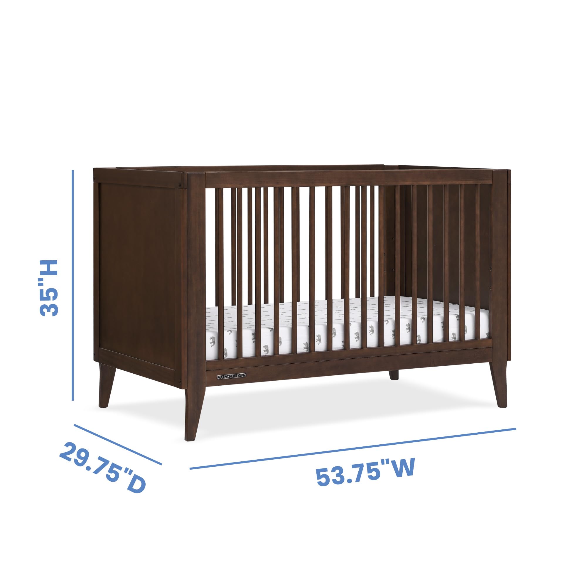 Ollie 4-in-1 Convertible Crib - Greenguard Gold Certified, Walnut Espresso