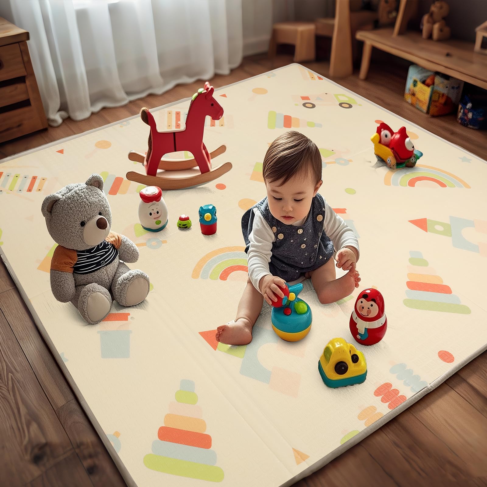 Play Mat for Babies 79x71 | 0.8Inch Thick Foldable Foam Playmat for Babies
