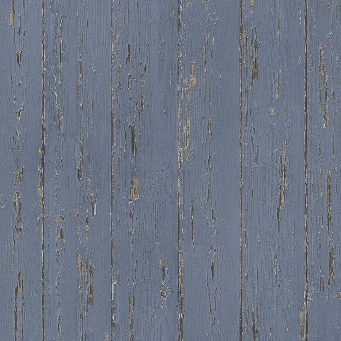 FH37532 Shiplap Prepasted Wallpaper, White, Blue, Turquoise, Cotton, Grey