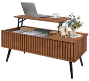 Fluted Lift Top Coffee Table, 37.4" Wood Rustic Coffee Tables Square Center Table