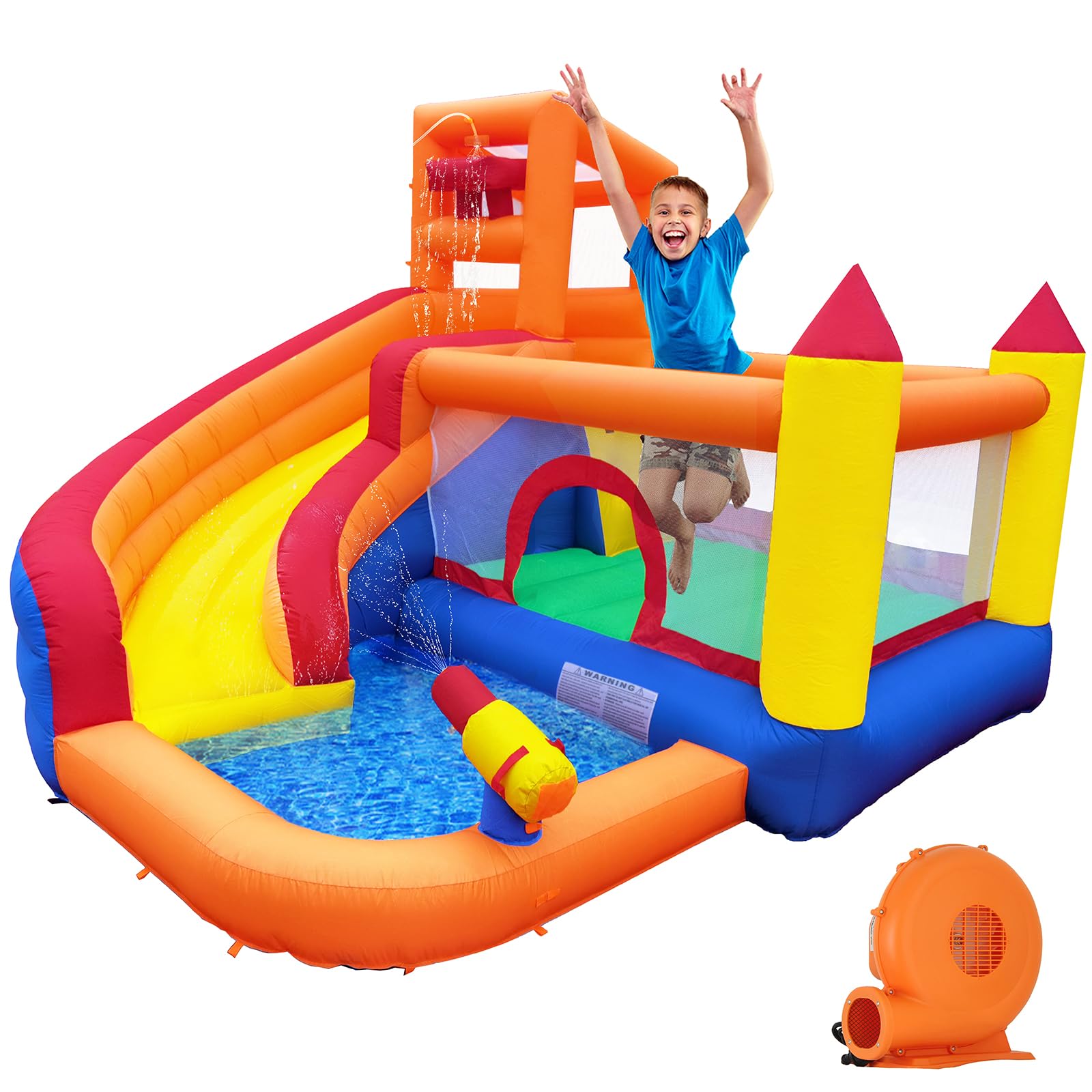 Inflatable Bounce House Water Slide – Backyard Water Park for Kids with Slide