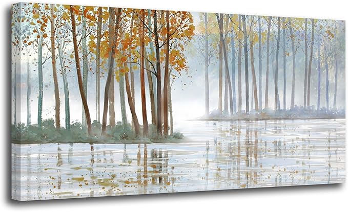 Tree Wall Art Teal Blue Nature Tree of Life Abstract Canvas Painting Textured Picture