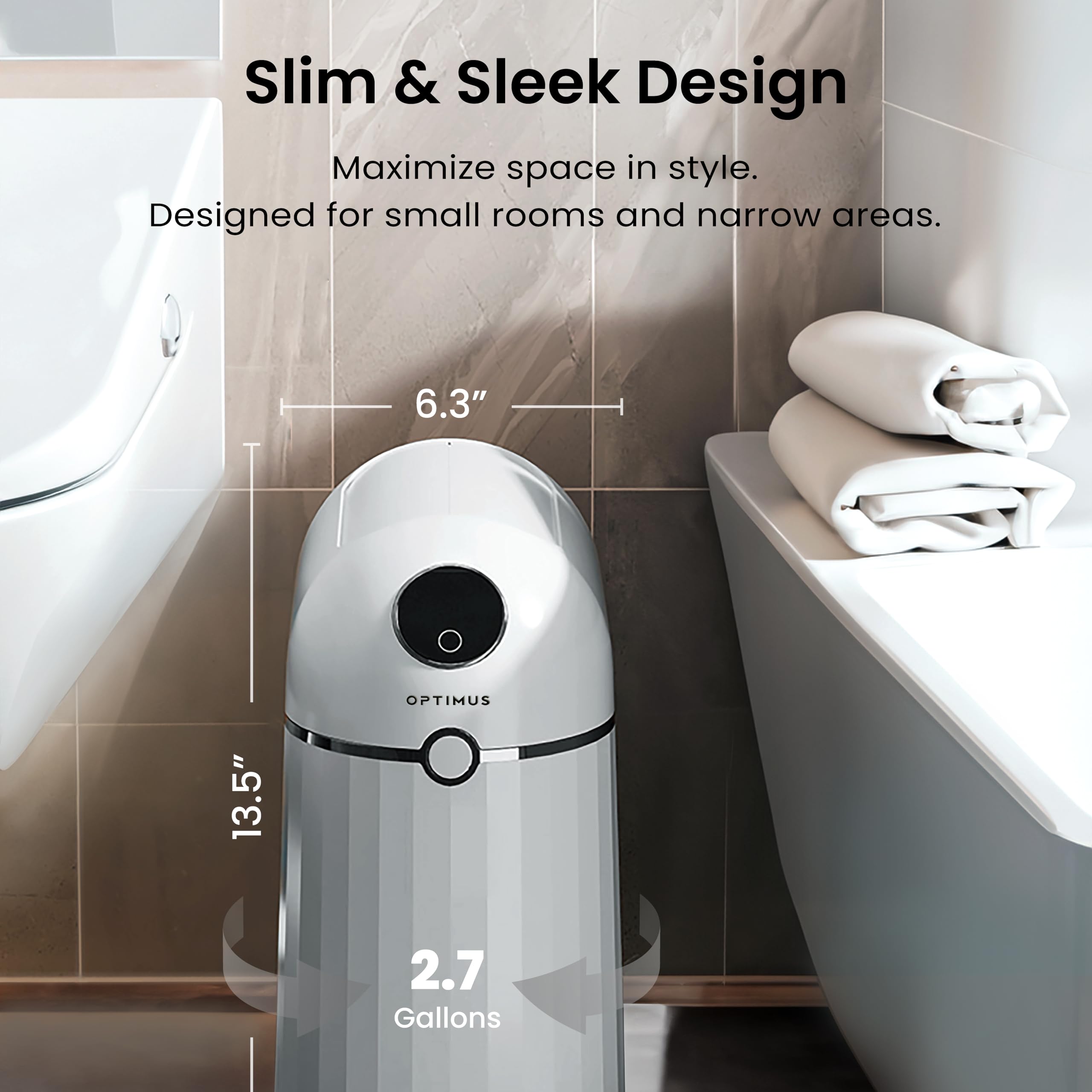 OPTIMUS TECHNOLOGY Automatic Self Sealing Trash Can Smart Trash Can Motion Sensor Touchless Garbage Bin Kitchen Bathroom Office 1 Refill Bag Rings Neos