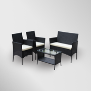 4 Piece Outdoor Rattan Furniture Set Patio Wicker Sofa Conversation Set, Outdoor Seating