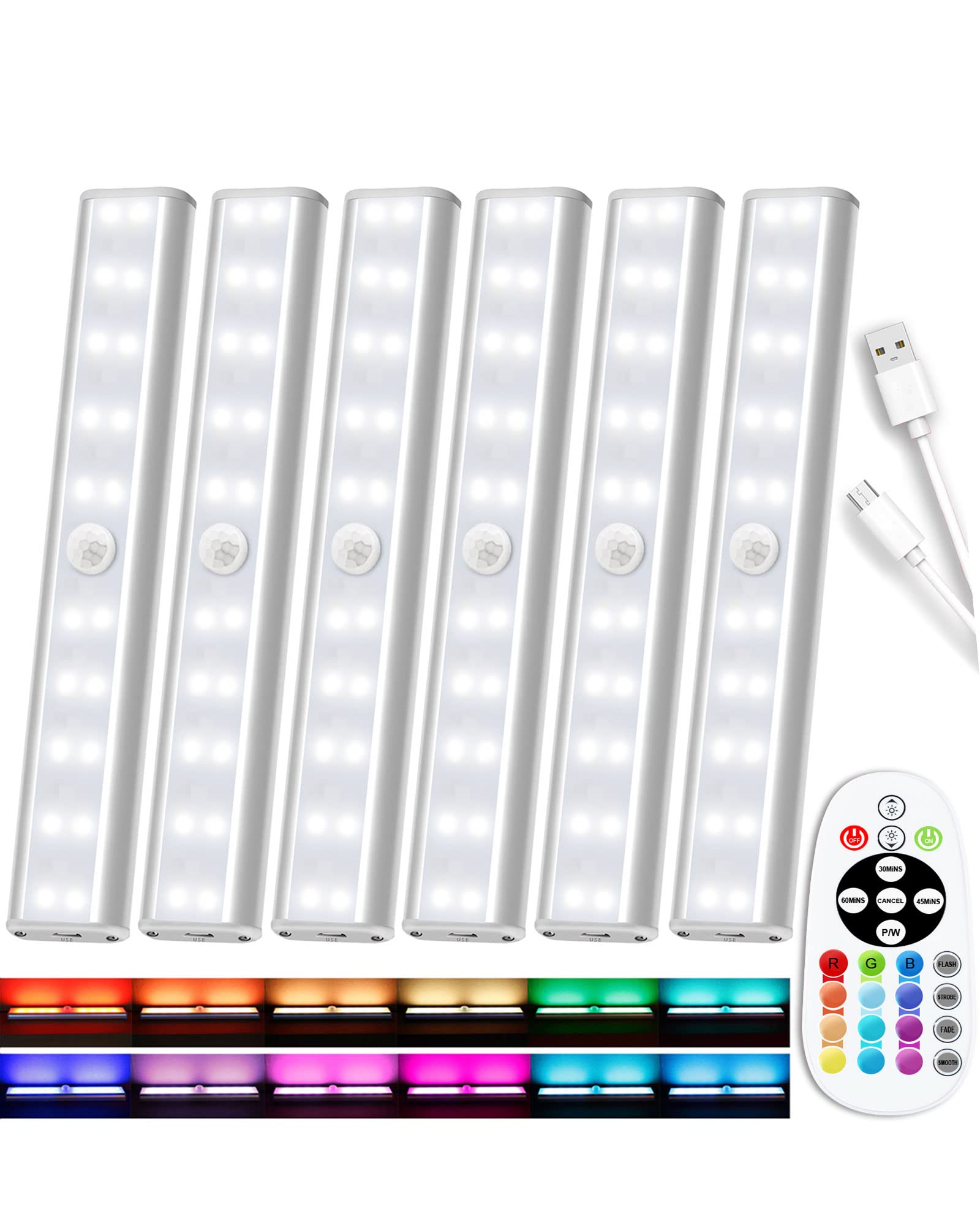 Under Cabinet Lighting Rechargeable 48-LED Wireless Under Cabinet Lights Remote