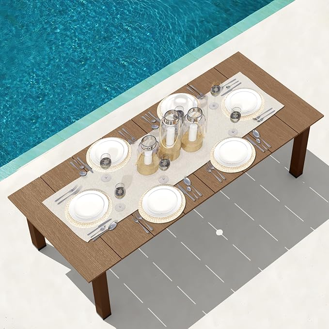 75.2" HDPE Rectangle Outdoor Dining Table for 8