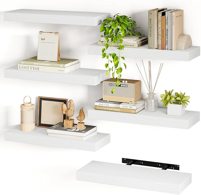 Floating Shelves for Wall, Wall Mounted Rustic Wood Shelves for Bathroom, Living Room