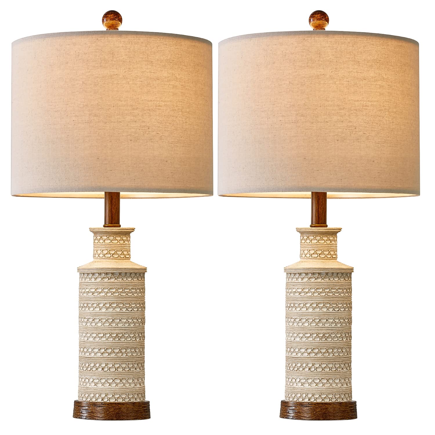 24'' Farmhouse Table Lamp Set of 2 for Bedroom Living Room Vintage Rustic