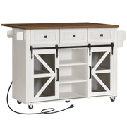 Kitchen Island with Storage, Kitchen Cart with Charging Station