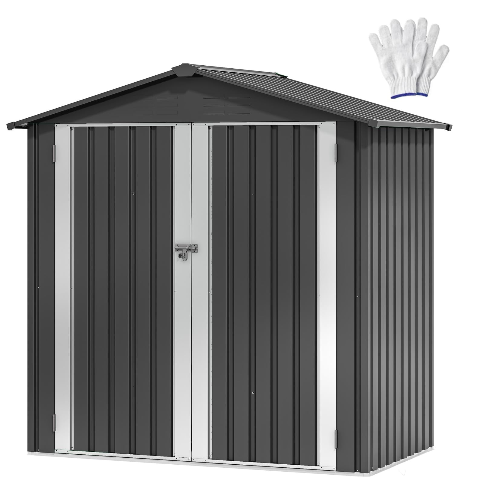 6x4ft Outdoor Storage Shed, Weatherproof Tool Shed w/Locking Entry & Ventilation