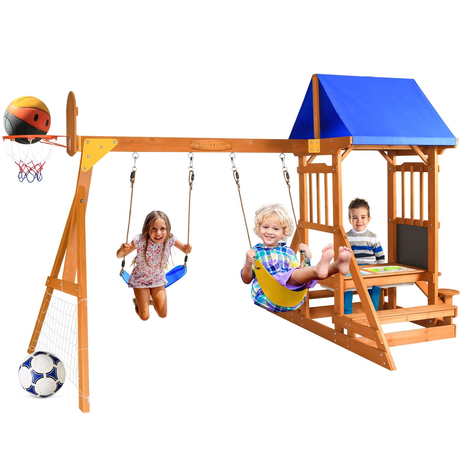 Wooden Swing Set/Playset Made for Small Yards and Kids Toddlers Age 3-6