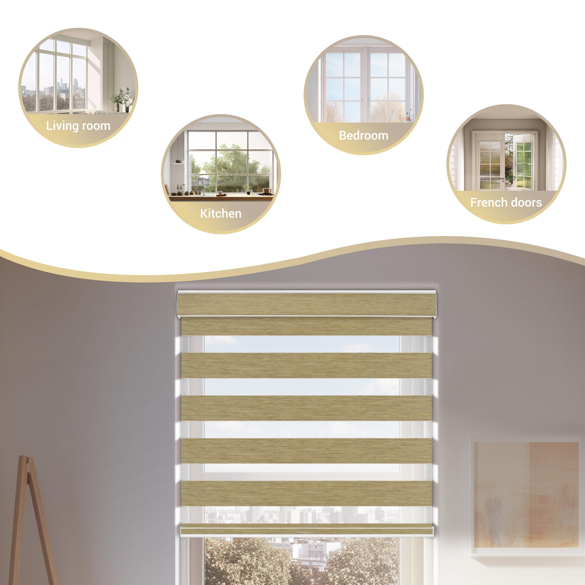 Cordless Zebra Blinds for Window Blackout Zebra Roller Blind with Thermal Insulation