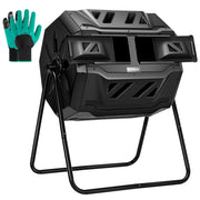 Outdoor Tumbling Composter Dual Rotating Batch Compost Bin