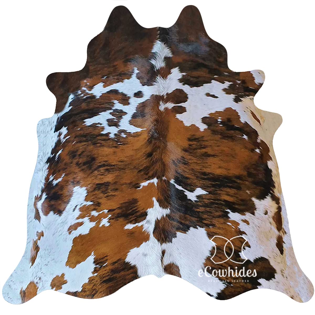 100% Genuine Brazilian Cowhide Rug - Tricolor, Brown