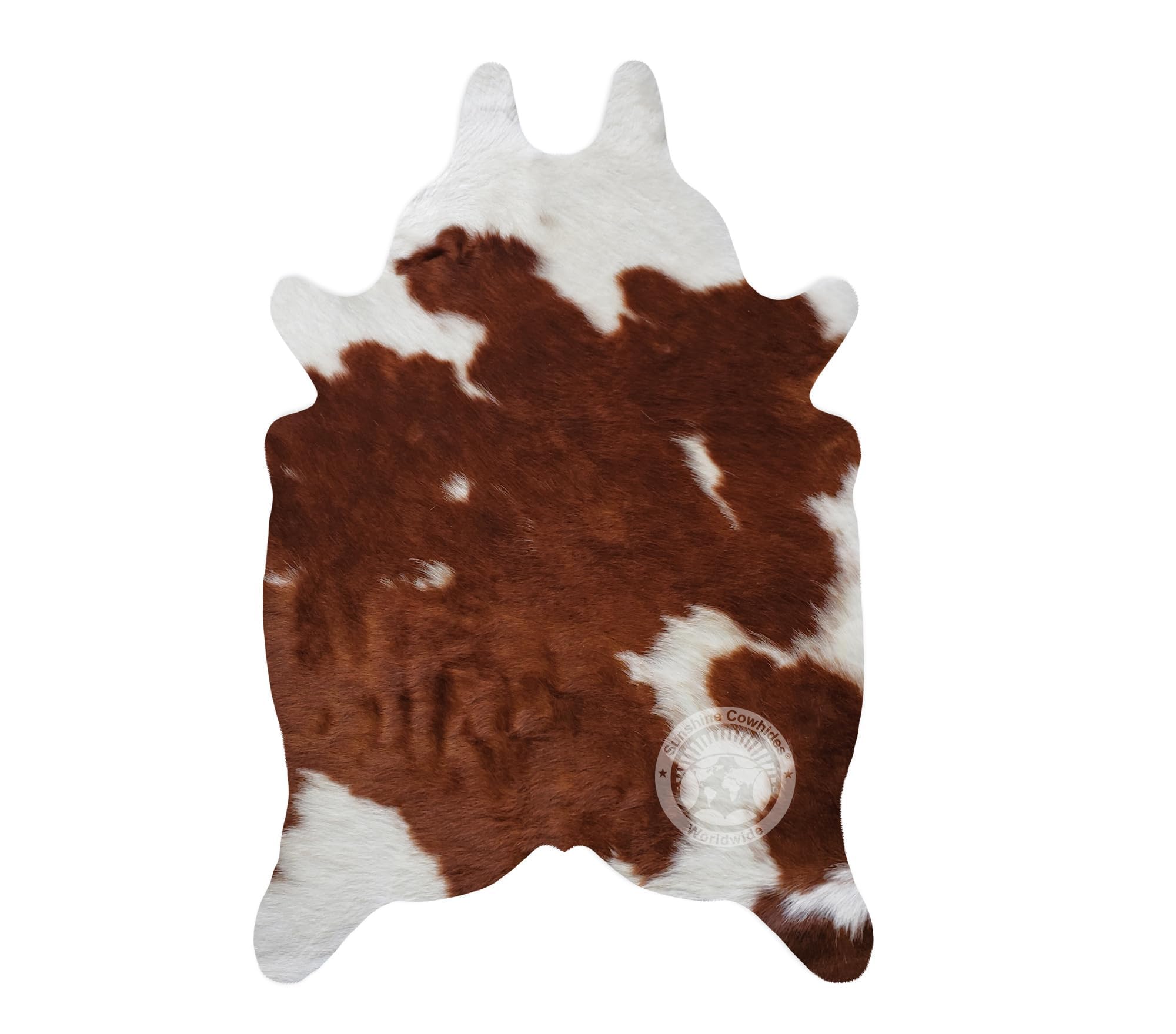 100% Genuine Mini Brown and White Small Hair Cowhide Rug - Modern Style Animal Skin