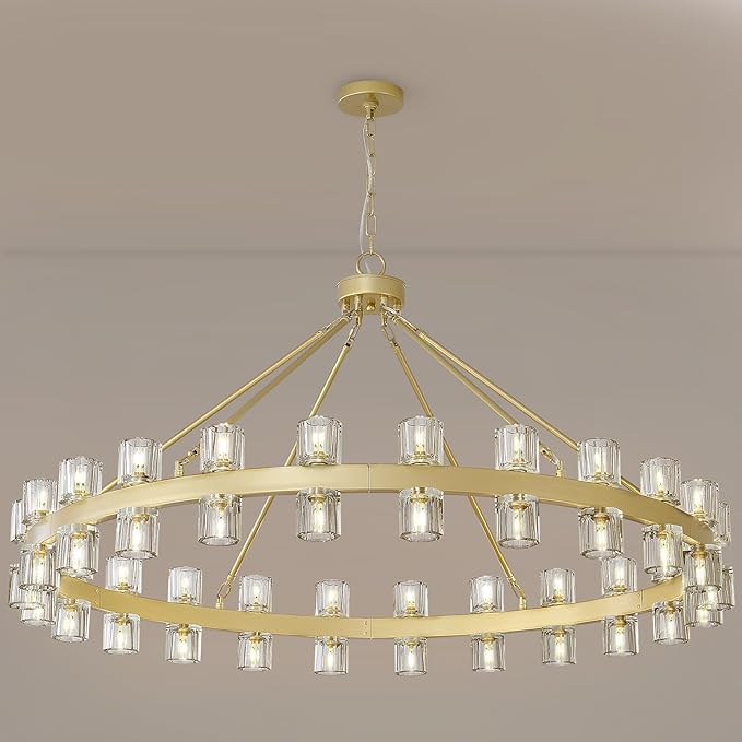 Black Wagon Wheel Chandelier, 48inch Large Crystal Chandeliers for High Ceiling