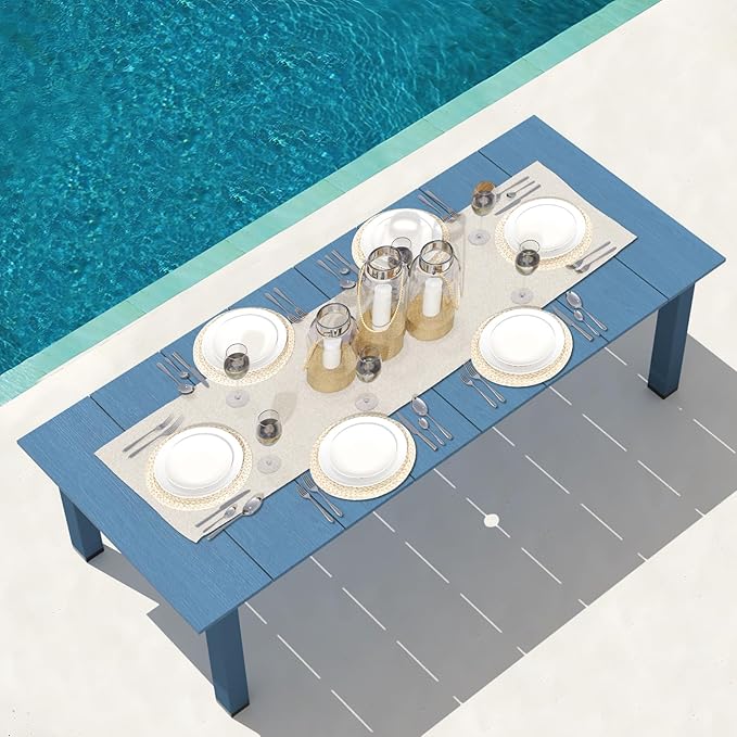 75.2" HDPE Rectangle Outdoor Dining Table for 8