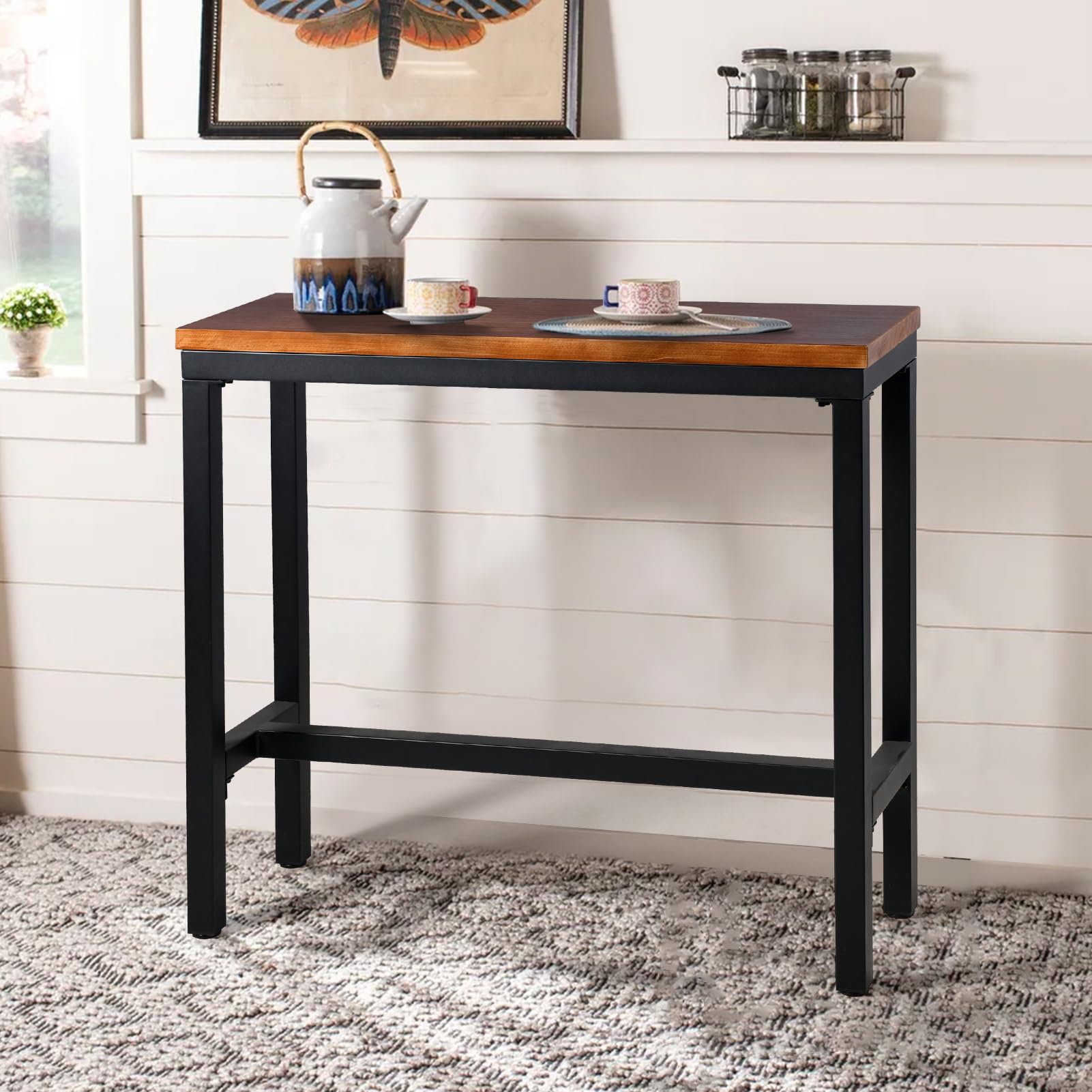 Bar Table, 47.24"L×41.33"H Bar Height Pub Table High Top Rectangular Sofa Console