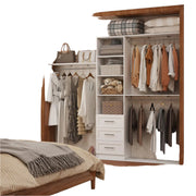 Closet Organizer System with Drawers, 8FT Closet Shelving System 96" Walk in Wood