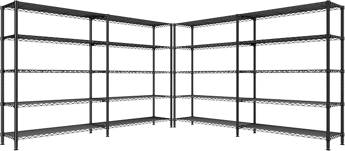 70" W Storage Shelves Load 1600LBS, Metal Shelving 5-Tier Wire Shelving Unit Metal Shelves for Storage Adjustable Shelving Rack for Pantry Kitchen Garage 70" W*15.8" D*72.4" H