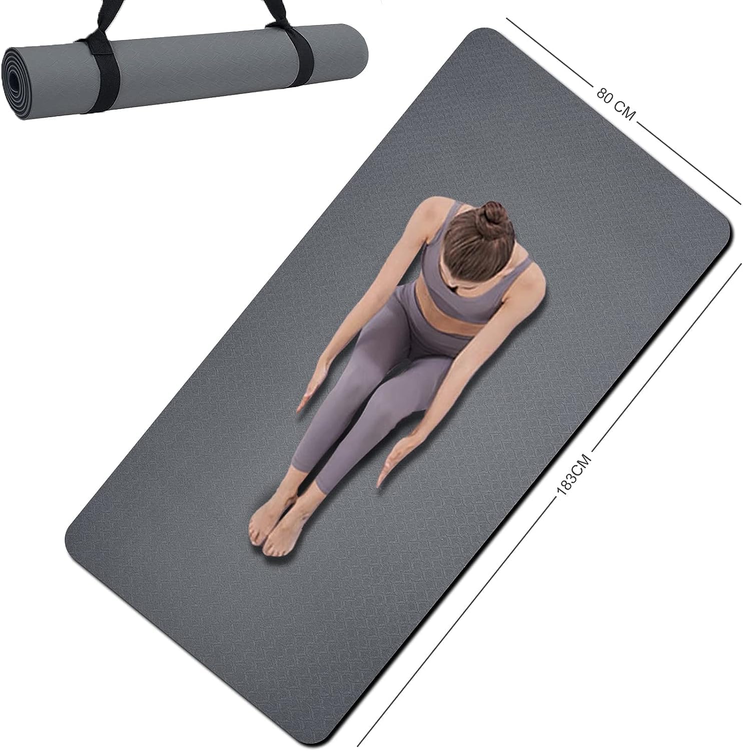 Double-Sided Non Slip, 72'' x 32'' x 7mm - Extra Wide & Thick Yoga