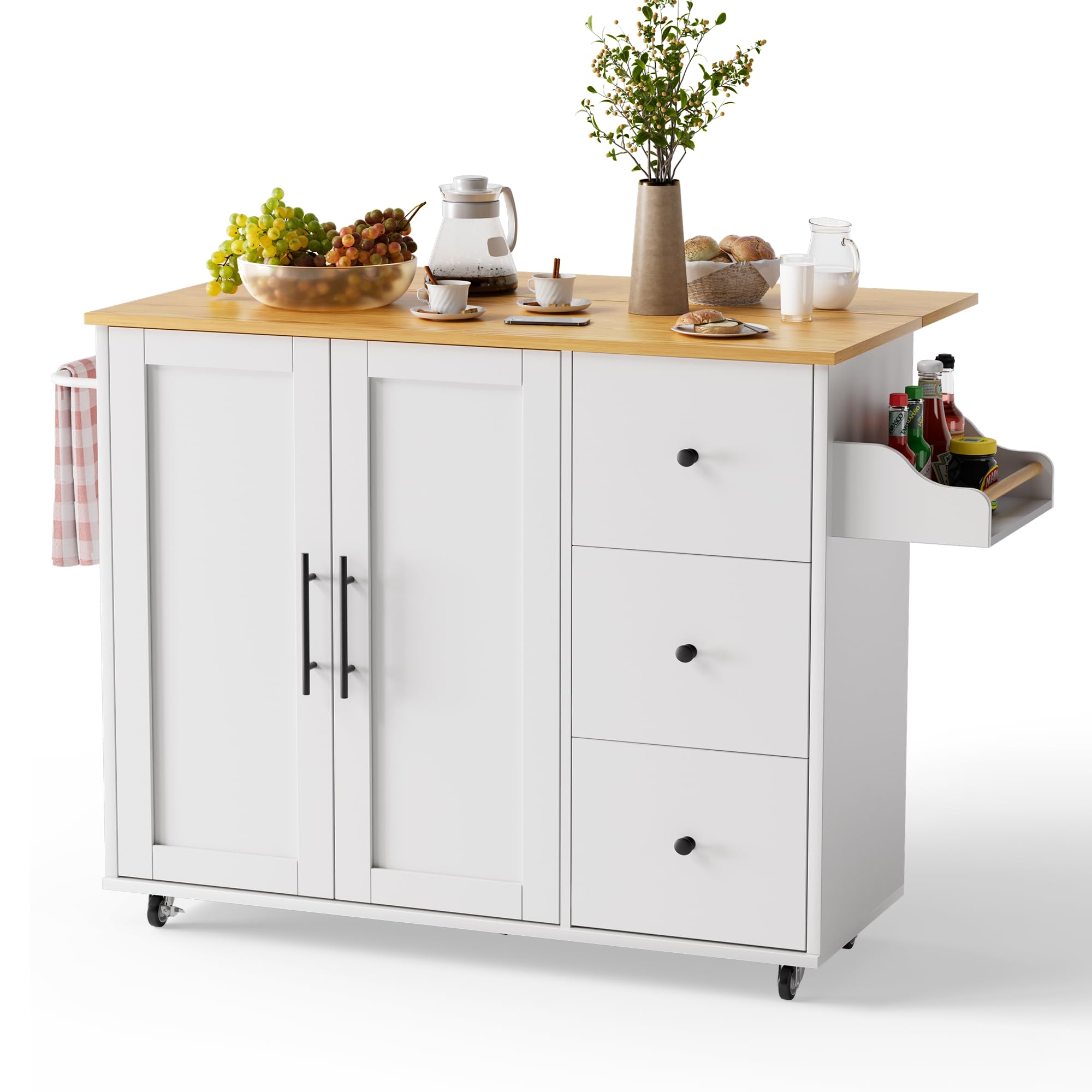 Kitchen Island with Storage, Rolling Kitchen Cart