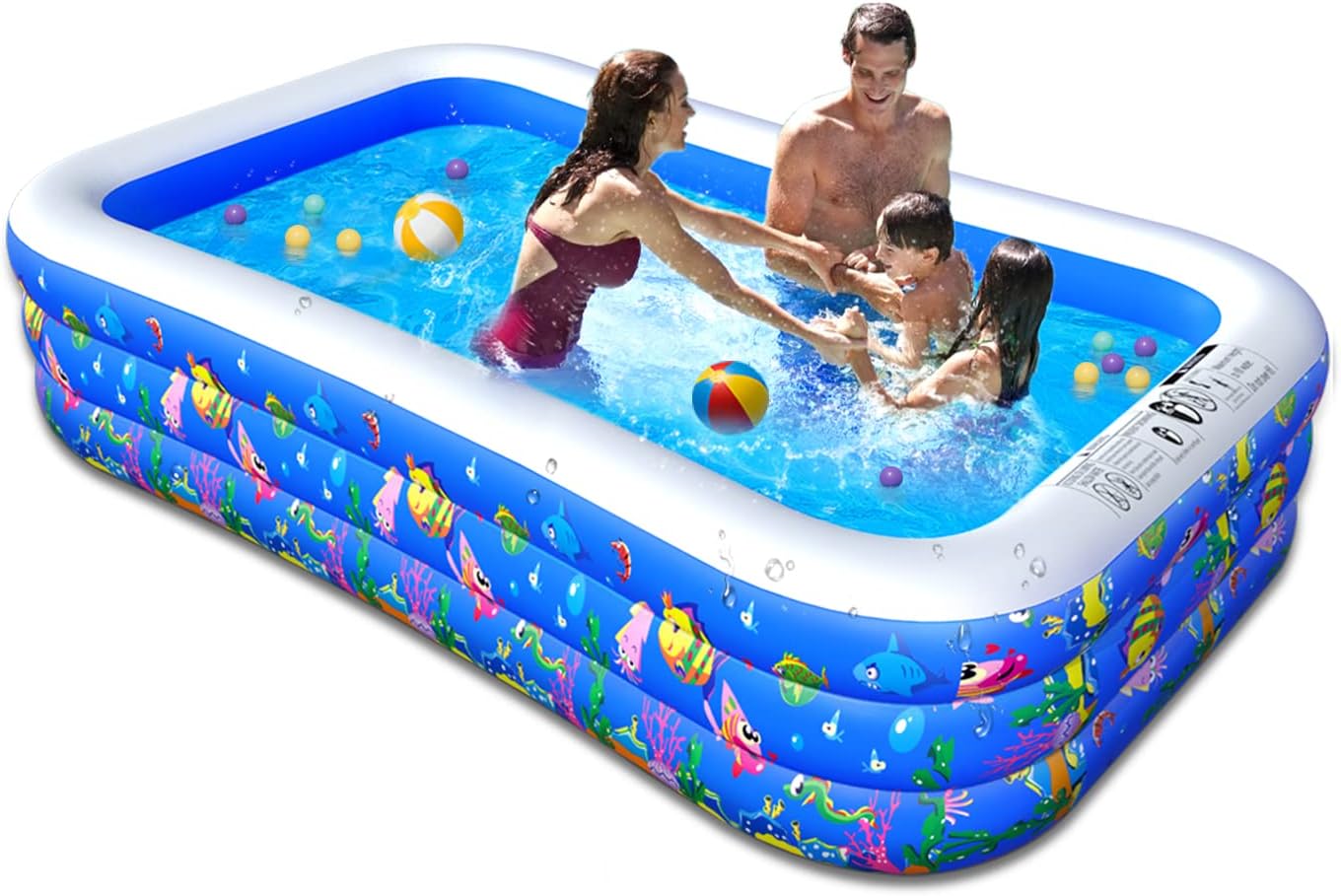 Inflatable Swimming Pool, 120" x 72" x 22" Kiddie Pools, Family Lounge