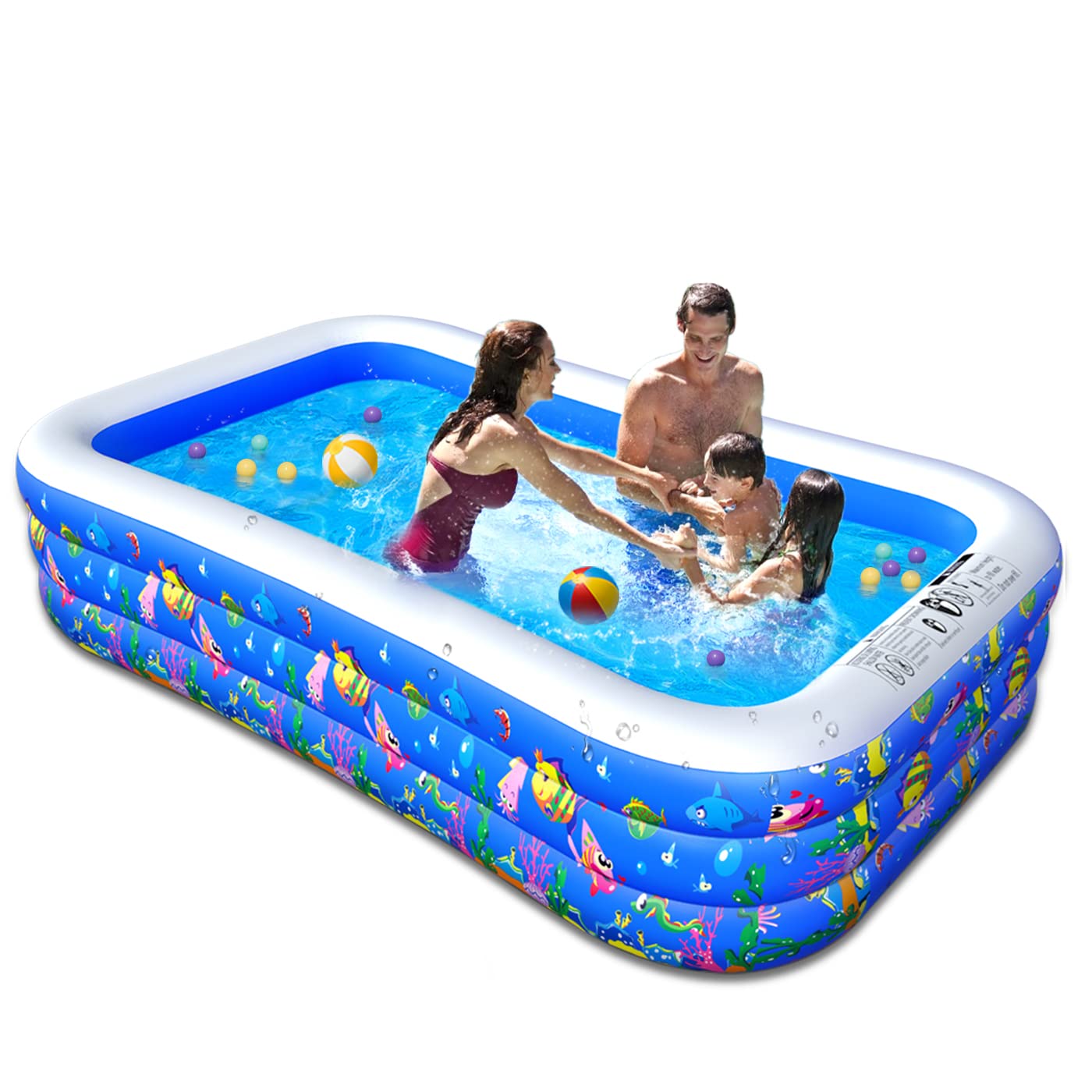 Inflatable Swimming Pool, 120" x 72" x 22" Kiddie Pools, Family Lounge