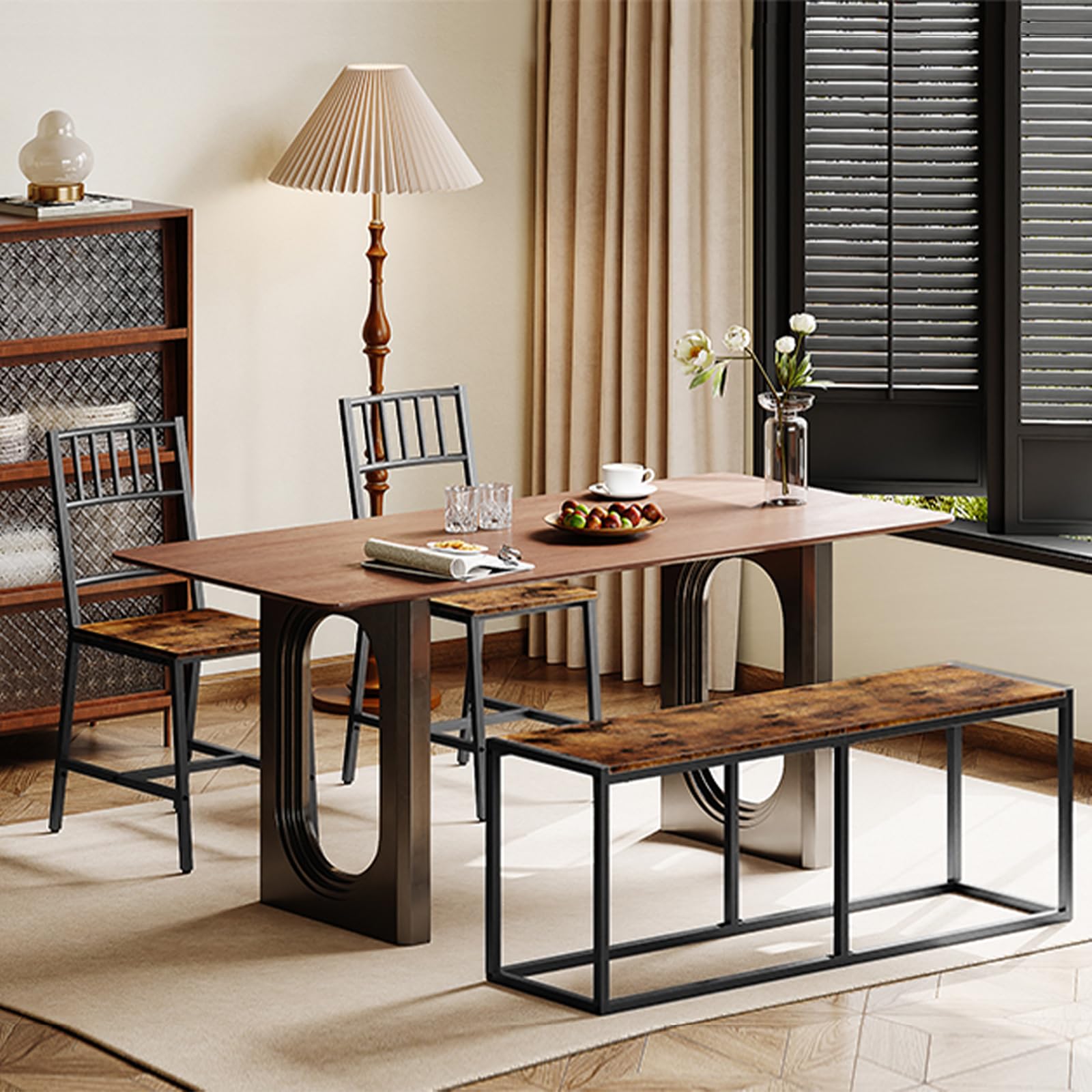 Dining Bench, 47.2 Inch Dining Table Bench, Industrial Style Kitchen Bench
