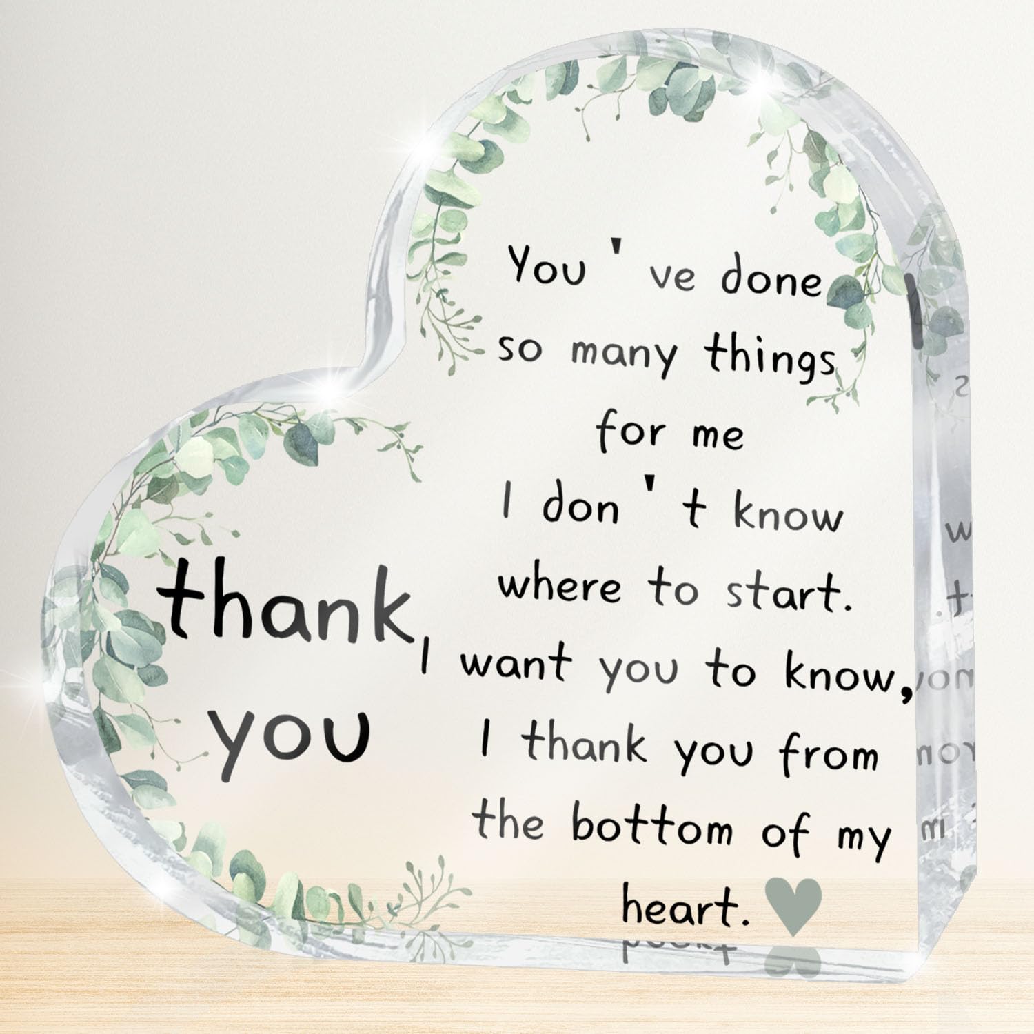 Eucalyptus Heart Shaped Acrylic Keepsake - Multi-Recipient Thank You Gift