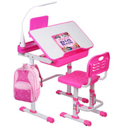 Desk and Chair Set, Height Adjustable Child's School Study Writing Tables