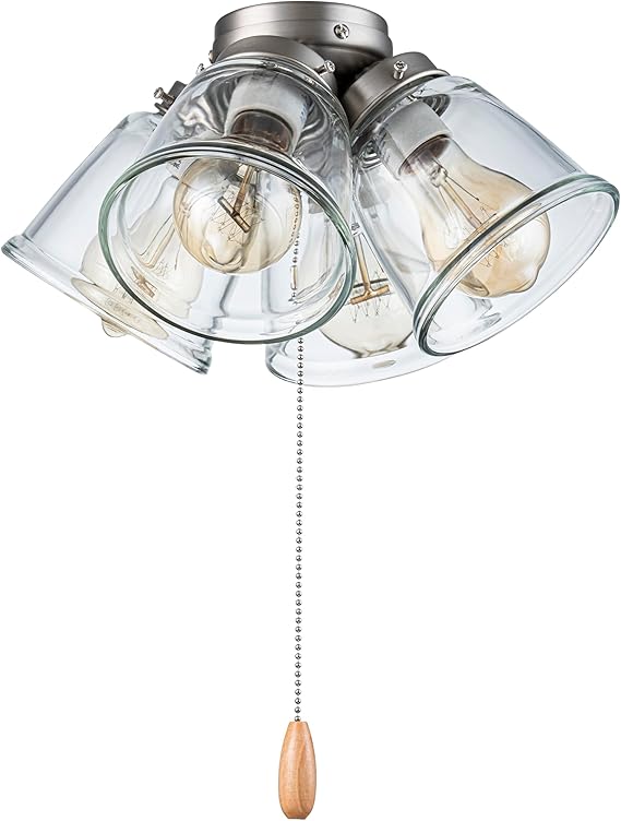 22018-3, Four-Light Ceiling Fan Light Kit with Pull Chain