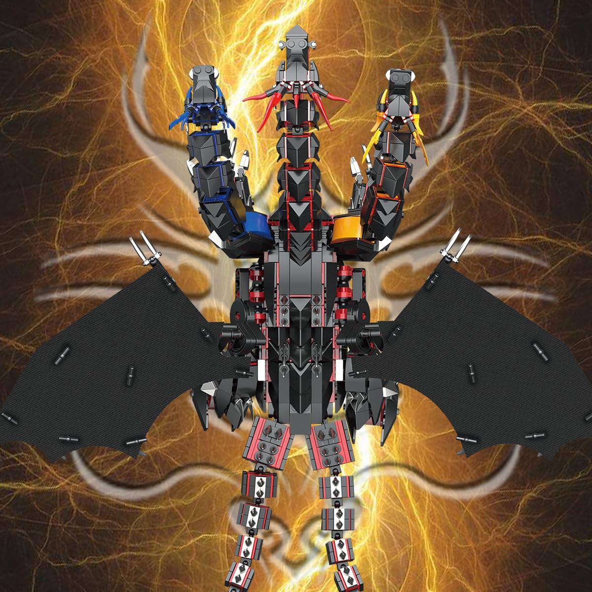 Dragon Series Dark Three Headed Dragon King Building Blocks Set （1400PCS）