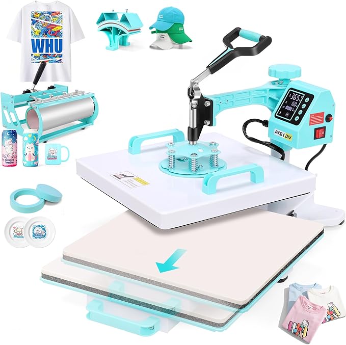 Heat Press 15x15 inch 8 in 1 Slide Out Tshirt Press Machine with 30OZ Tumbler Attachment