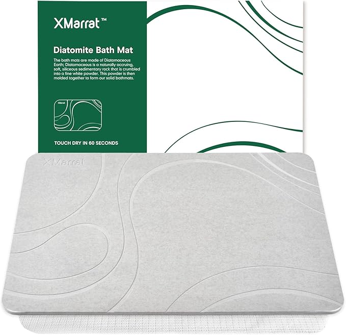 Large Stone Bath Mat, Super Absorbent Diatomaceous Earth Bath Mat