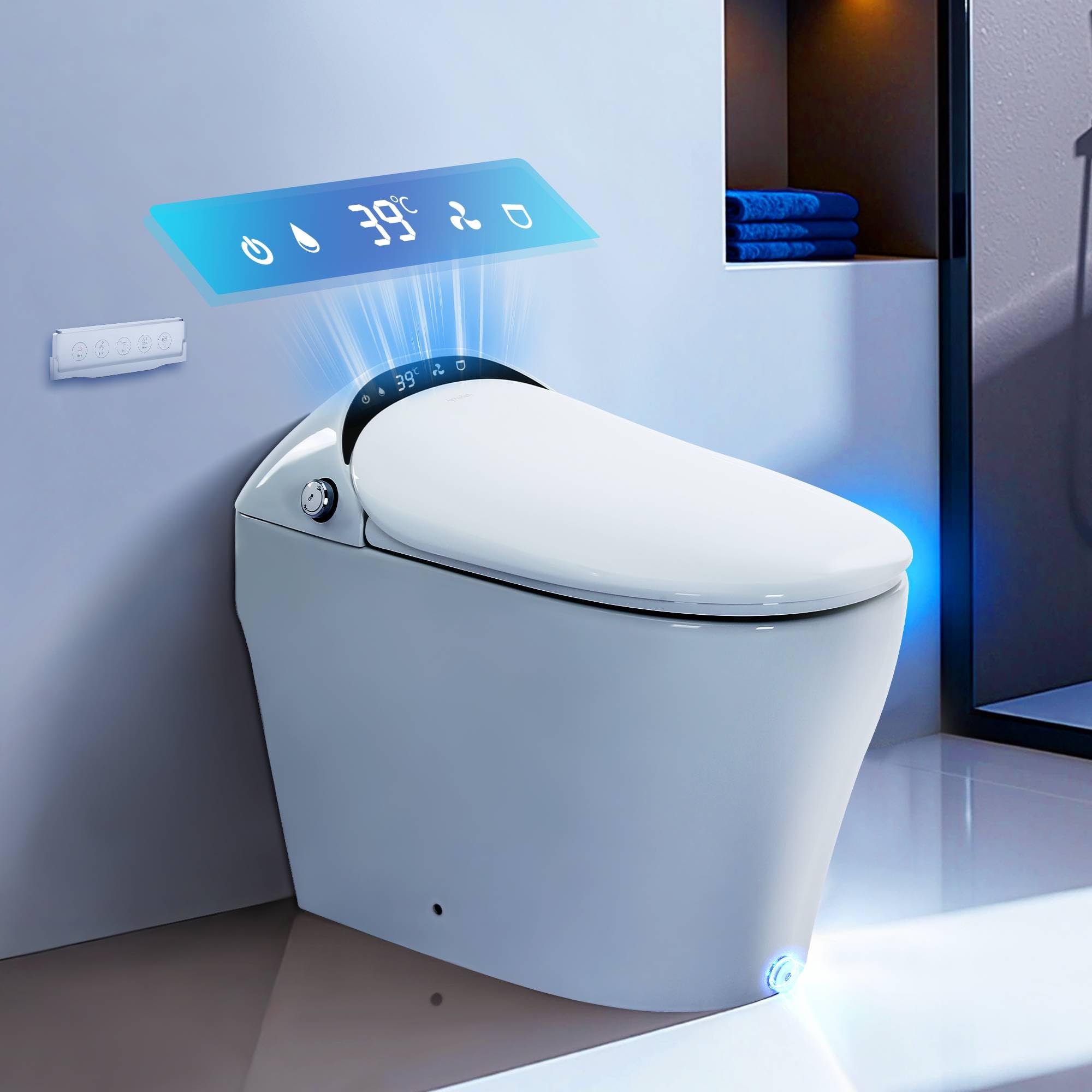 Smart Toilet | Tank & pump-assisted | Auto Open/Close/Flush | Heated Seat | Warm Water
