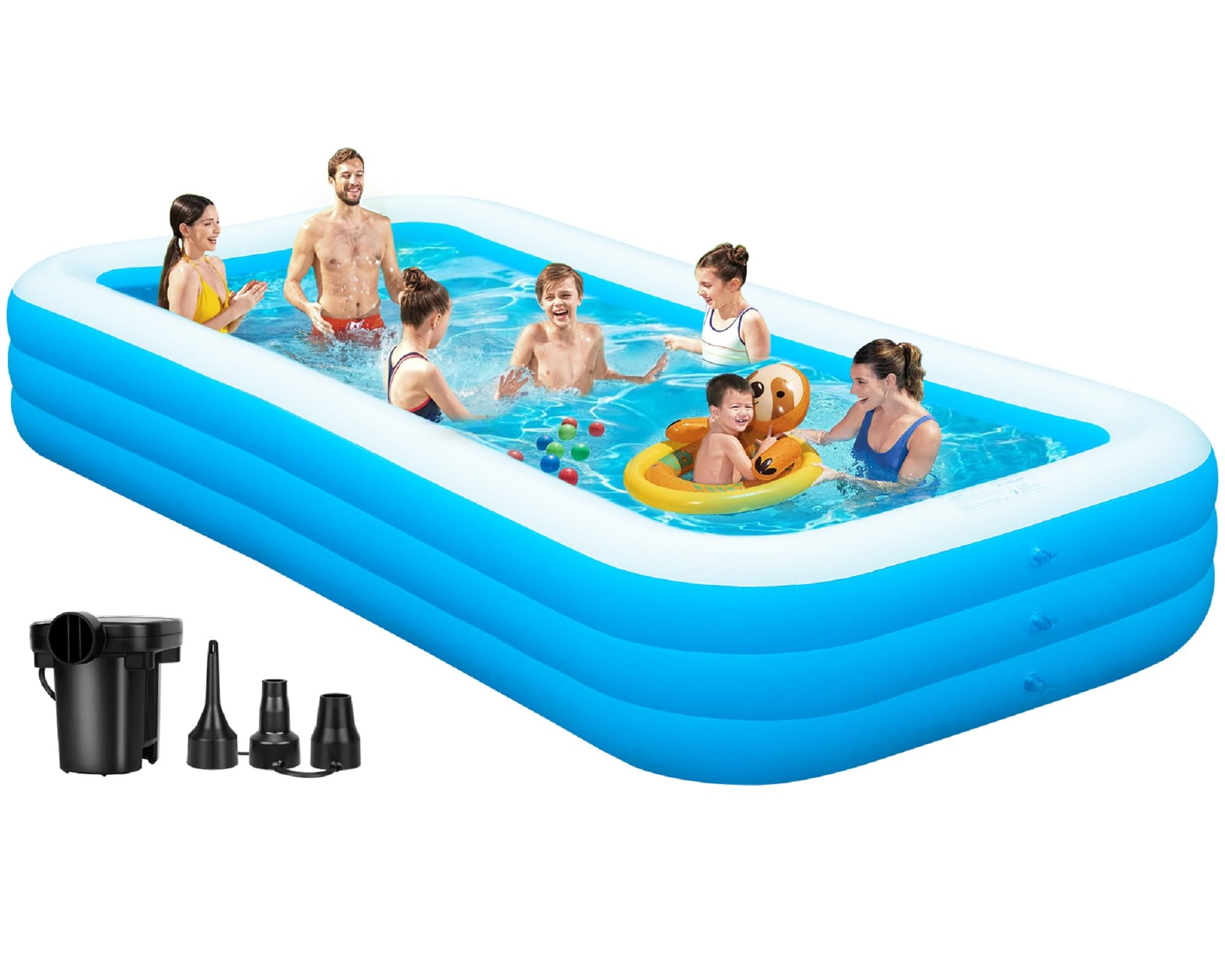 130" x 72" x 22" Full-Sized Blow Up Pool for Adults, Enduring