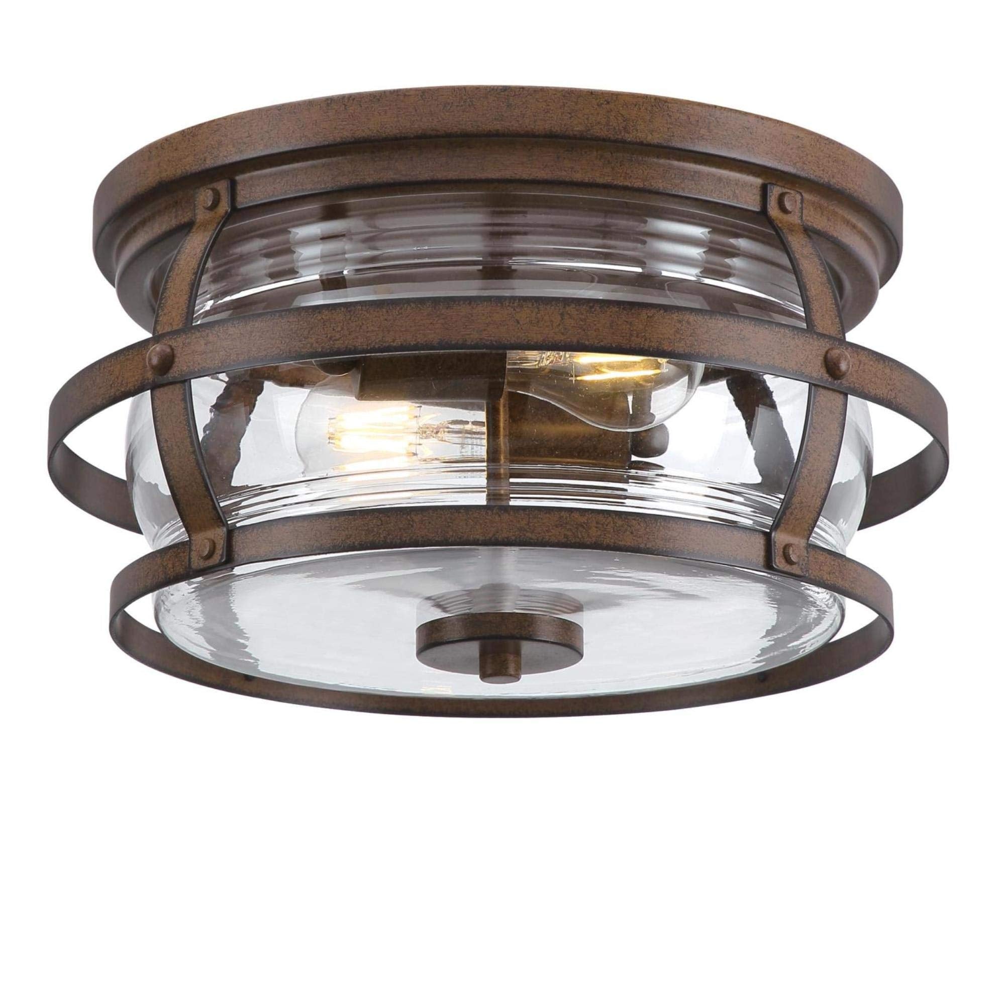6112600 Weatherby 14 Inch Rustic/Arts & Crafts Two-Light Outdoor Flush Mount Ceiling Light
