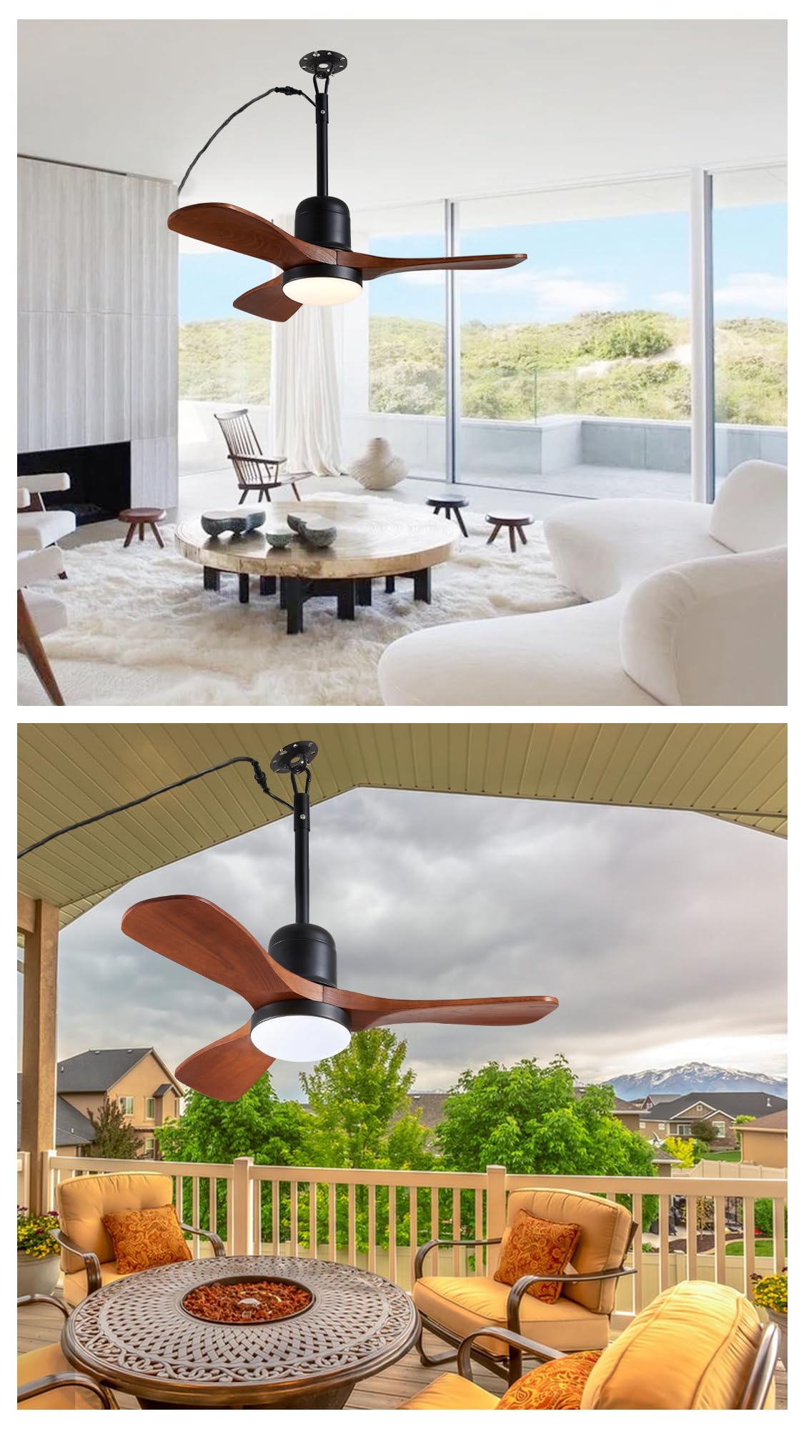 36"" Outdoor Gazebo Fan with Dimmable Light and Memory Remote