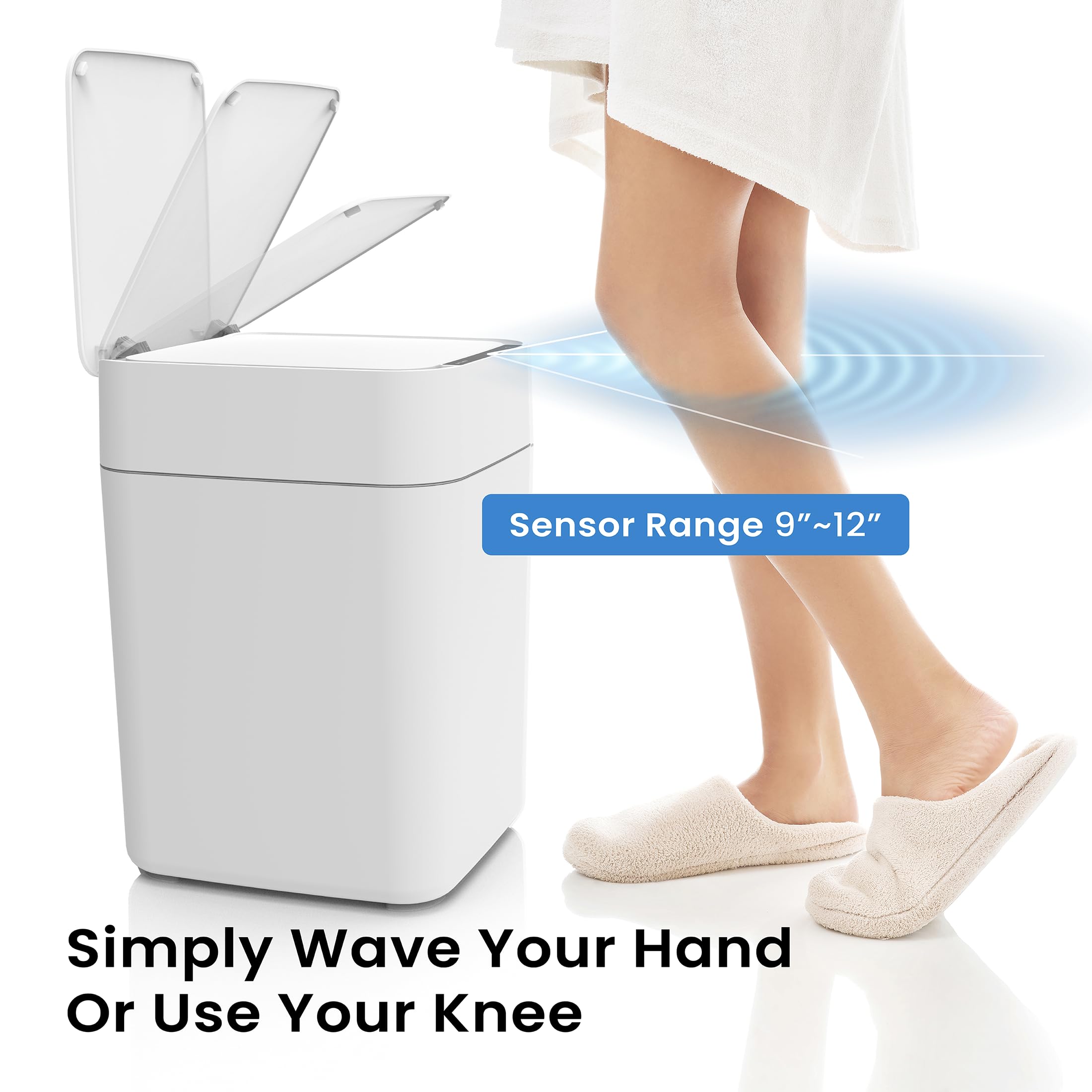 OPTIMUS DESIGN STUDIO Automatic Self Changing Trash Can, Self Sealing Motion Sensor Touchless Kitchen/Bathroom/Office, 4.5Gallon 17L (1-Refill Ring)