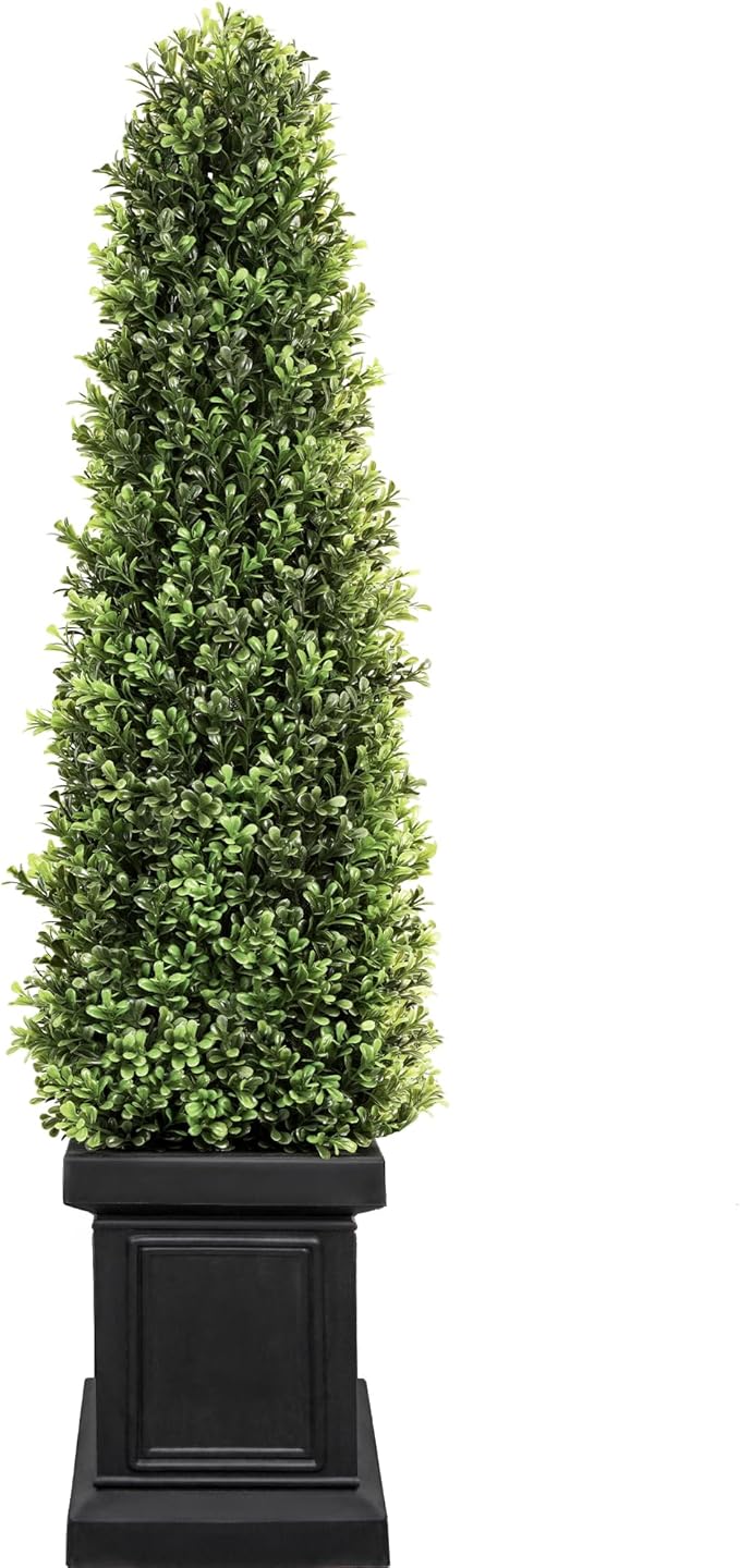 3.5ft Boxwood Outdoor Topiary Set of 2, Tall All Year Green Fake Plant Topiary Trees