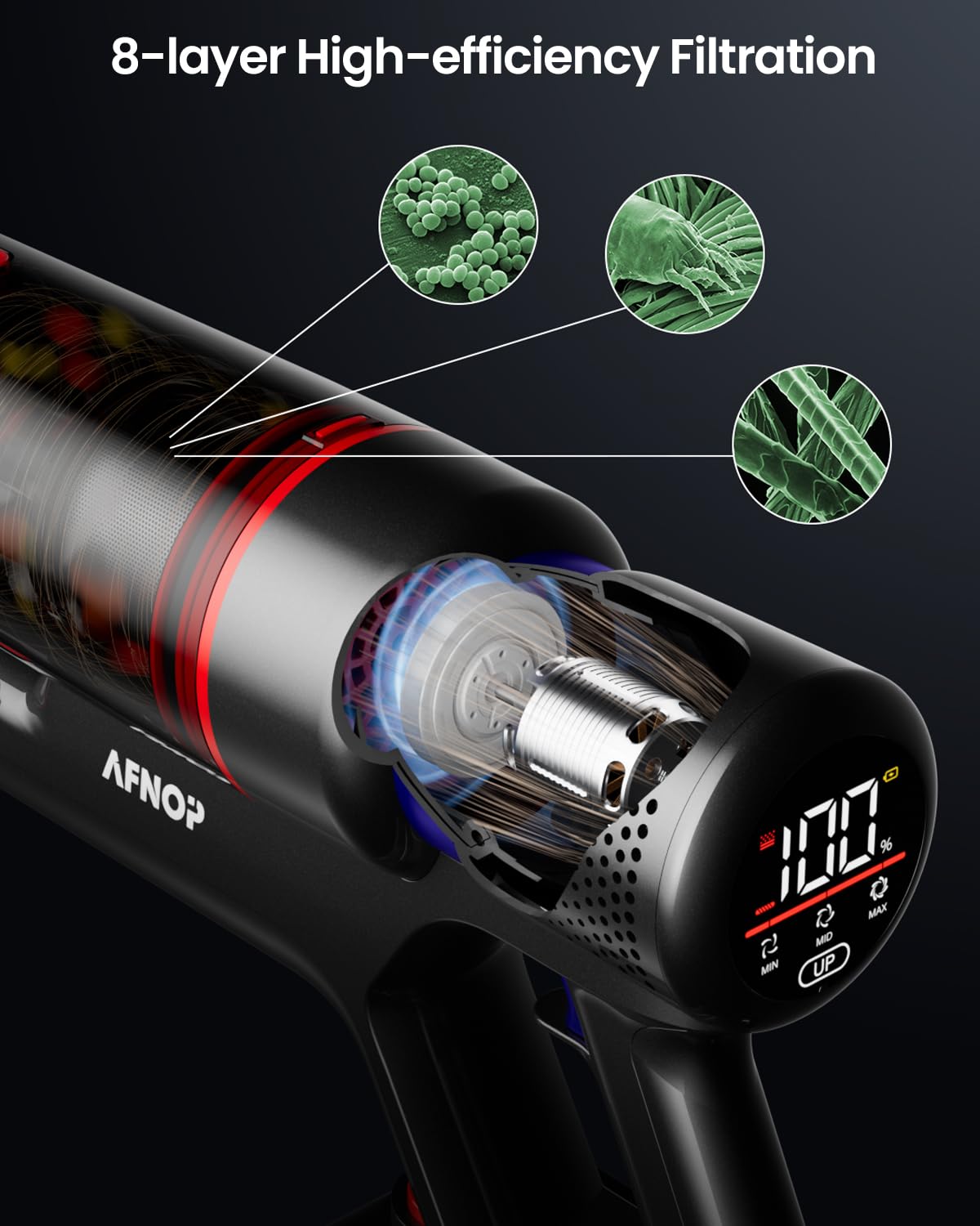 Cordless Vacuum Cleaner, 45Kpa 550W 65Mins Self-Standing Vacuum Cleaners for Home, Stick Vacuum with Touch Screen, Anti-tangle Brush, Rechargeable Vacuum Cordless for Pet Hair, Carpet, Hardwood Floor