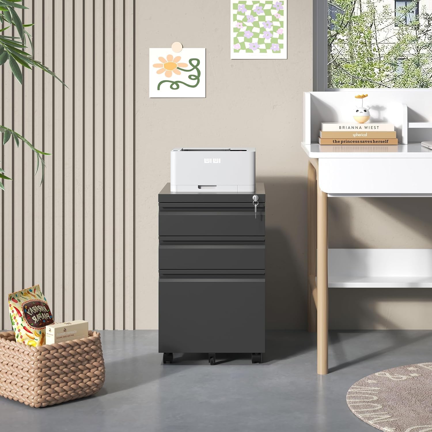 3 Drawer Filing Cabinet, File Cabinets for Home Office, Locking File Cabinet