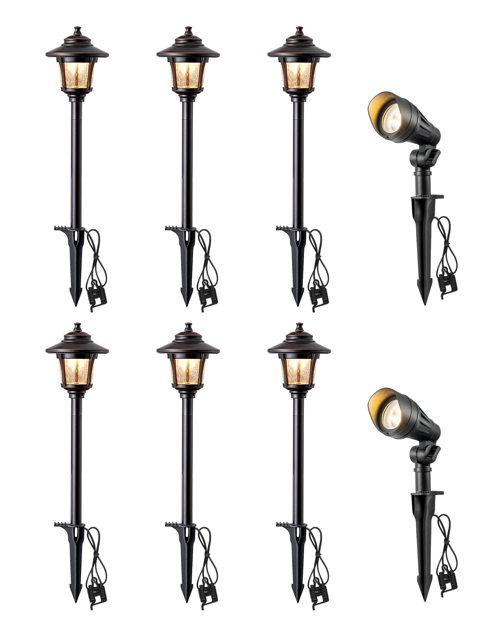 Low Voltage Landscape Lights Kit, 3W 120LM LED Pathway Lights & 3.2W 240LM Spotlights