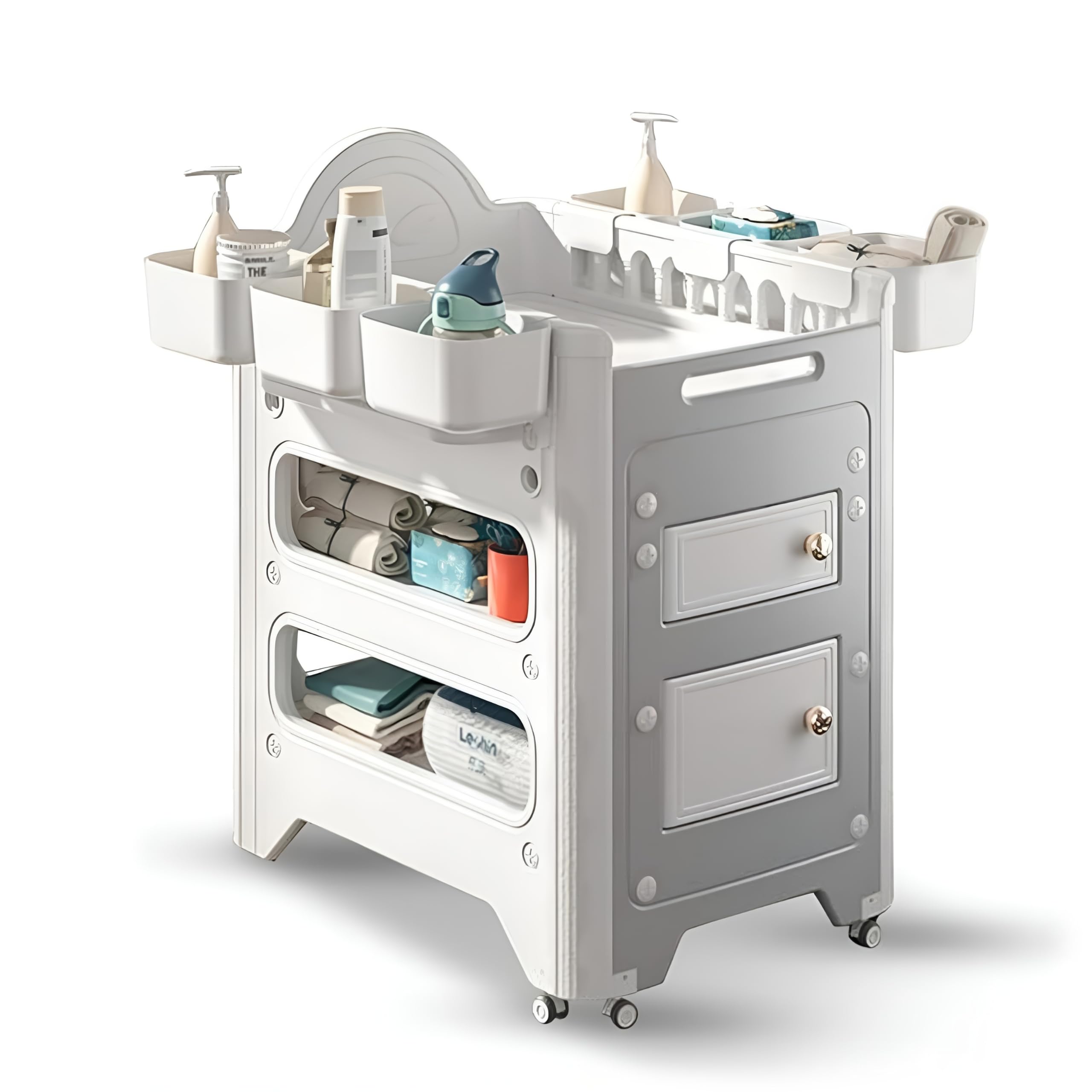 Changing Table with Storage & Adjustable Height, Baby Changing Table