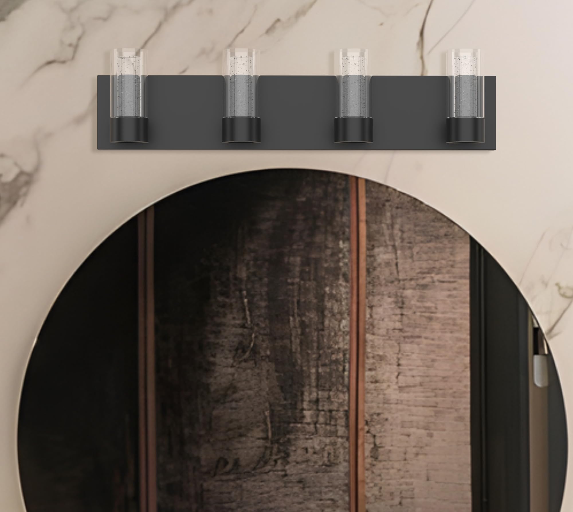 Modern 4-Light Vanity Light Fixture, Integrated Led and Premium Bubble Glass, for Bathroom