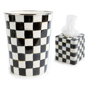 Enamel Boutique Square Tissue-Box Cover and Waste-Bin Set, Tissue Holder
