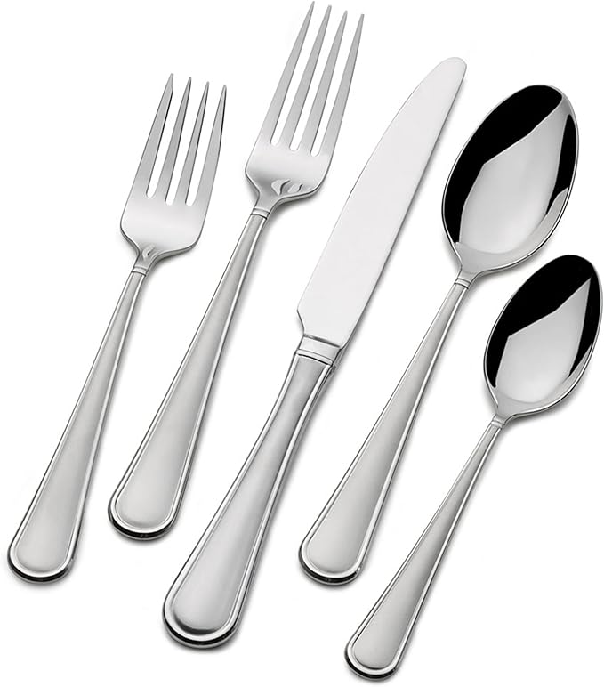 Satin Loft Flatware Service for 12, 65 Piece Set, 18/10 Stainless Steel